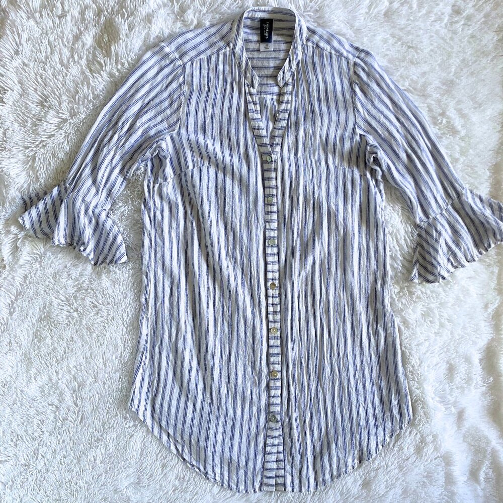 Striped Beach Cover Up with Bell Sleeves – Small/Medium
